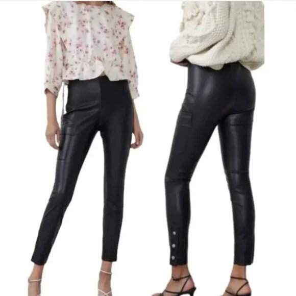 Zara Faux Leather Cargo Pants Sz M - Picture 1 of 10